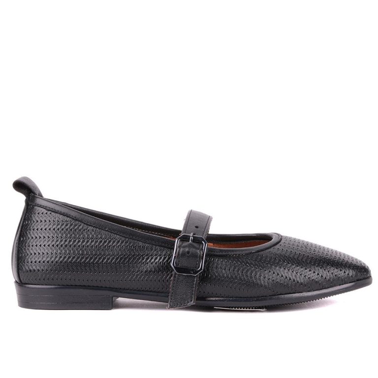 Sail Lakers - Siyah Renk Hakiki Deri Kadın Babet