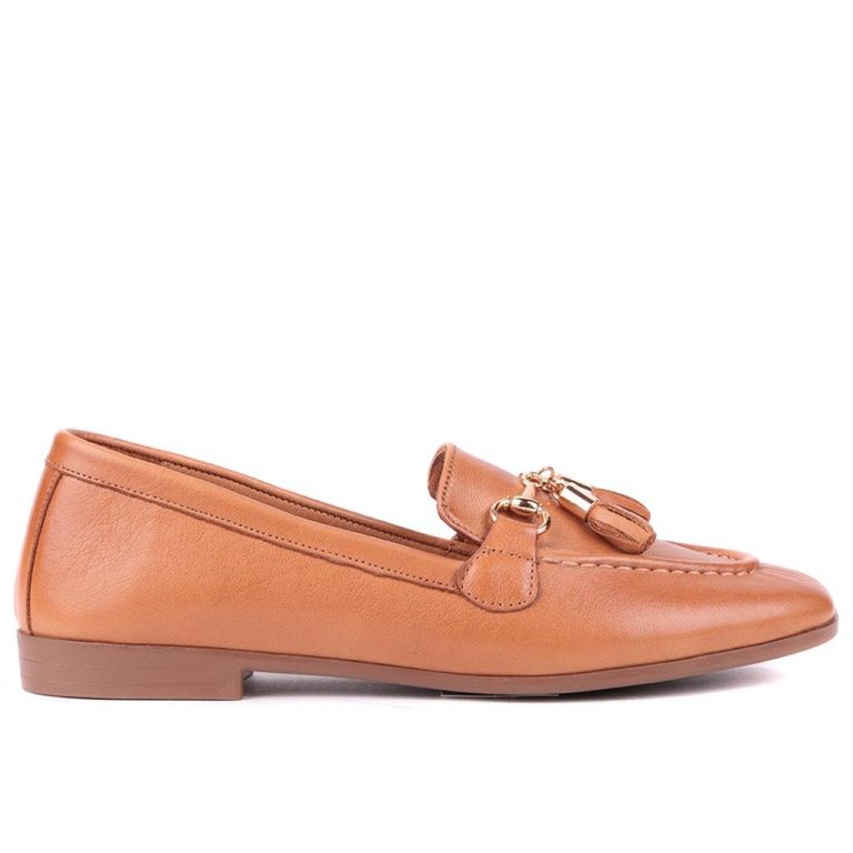 Sail Lakers - Taba Rengi Hakiki Deri Bağcıksız Kadın Günlük Ayakkabı