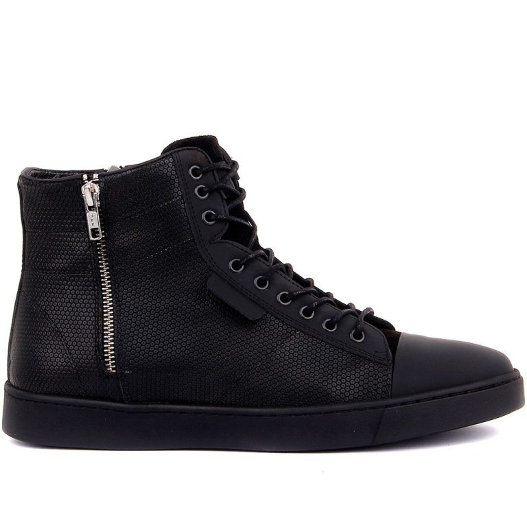 Sail Lakers - Siyah Deri Fermuarlı Erkek Bot