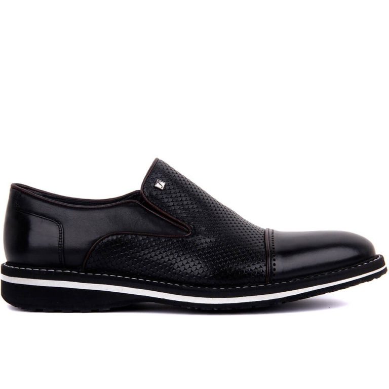 Fosco - Siyah Deri Erkek Günlük Ayakkabı