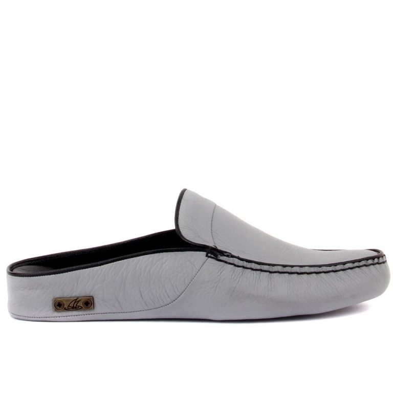 Sail Lakers - Açık Gri Deri Erkek Ev Terliği