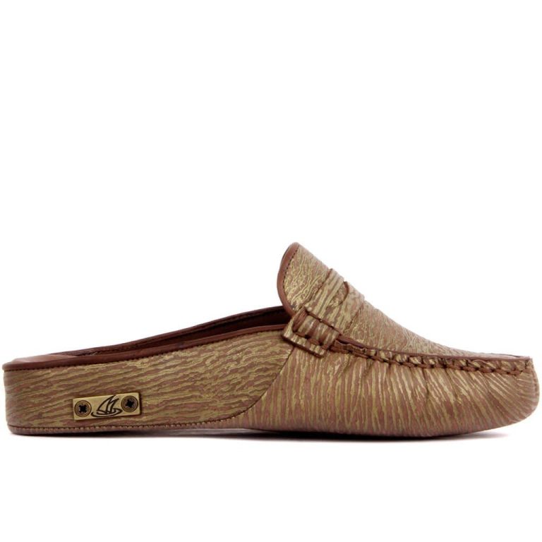 Sail Lakers - Altın Sedef Renk Deri Kadın Ev Terliği