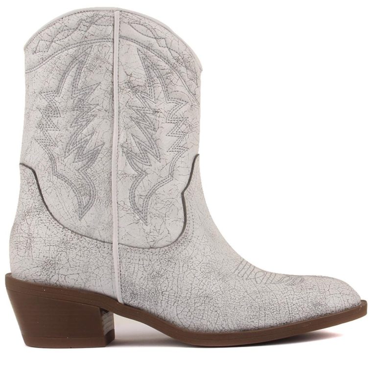 Sail Lakers - Beyaz Deri Nakışlı Kadın Çizme