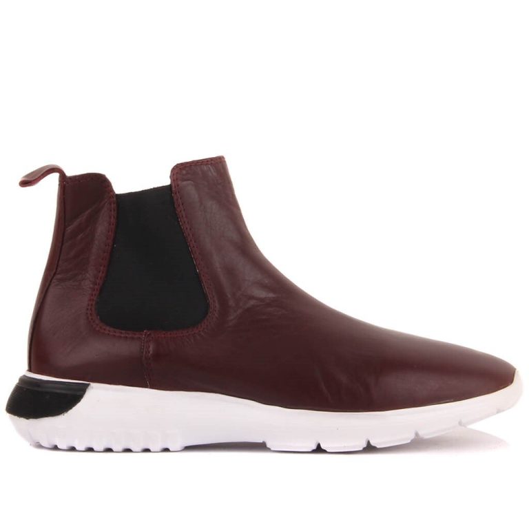 Sail Lakers - Bordo Deri Fermuarsız Erkek Chelsea Bot