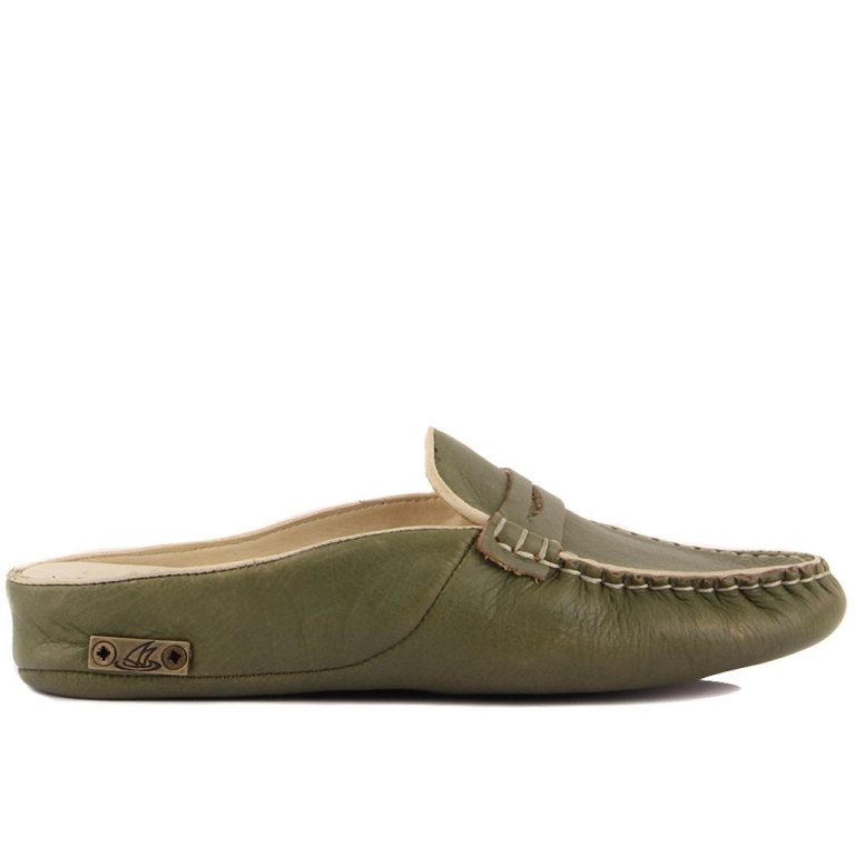 Sail Lakers - Haki Deri Kadın Ev Terliği