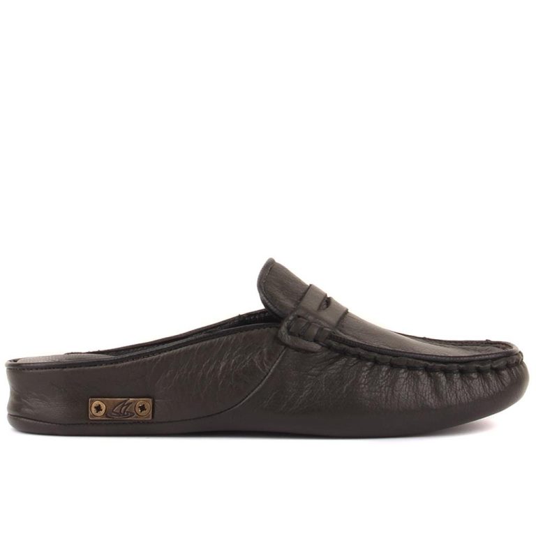 Sail Lakers - Haki Renk Deri Kadın Ev Terliği