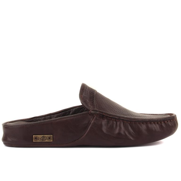 Sail Lakers - Kahverengi Deri Erkek Ev Terliği