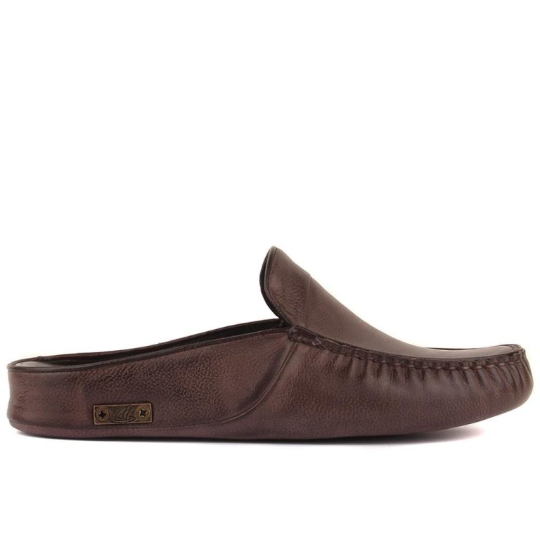 Sail Lakers - Kahverengi Deri Ev Terliği