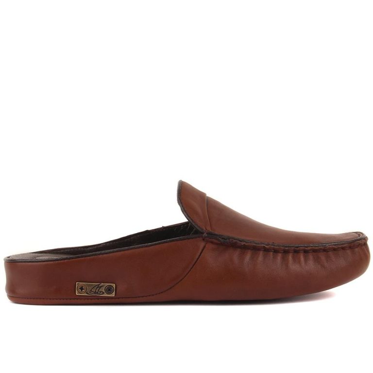 Sail Lakers - Kahverengi Deri Ev Terliği