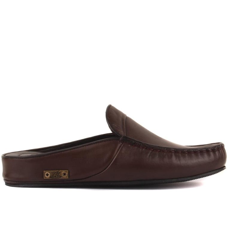 Sail Lakers - Kahverengi Deri Ev Terliği