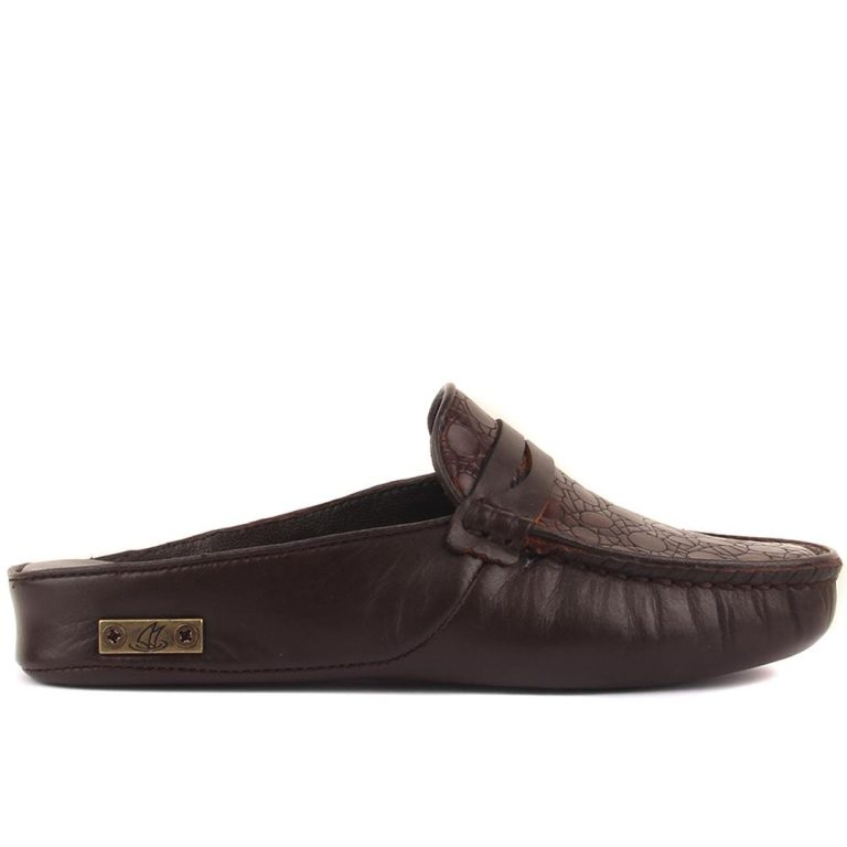 Sail Lakers - Kahverengi Deri Kadın Ev Terliği