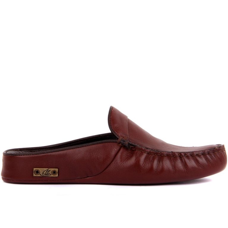 Sail Lakers - Kızıl Kahve Deri Erkek Ev Terliği