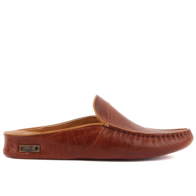 Sail Lakers - Kızıl Kahve Deri Erkek Ev Terliği