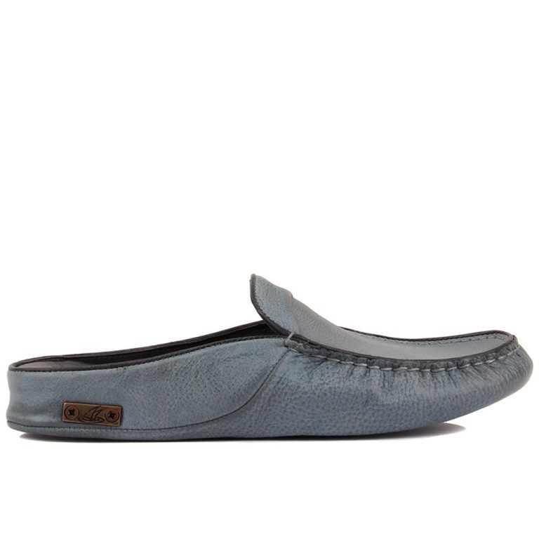 Sail Lakers - Kot Mavisi Deri Erkek Ev Terliği