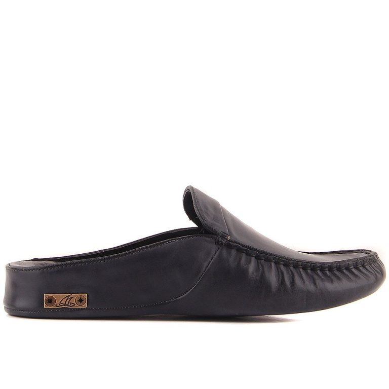 Sail Lakers - Koyu Lacivert Deri Erkek Ev Terliği