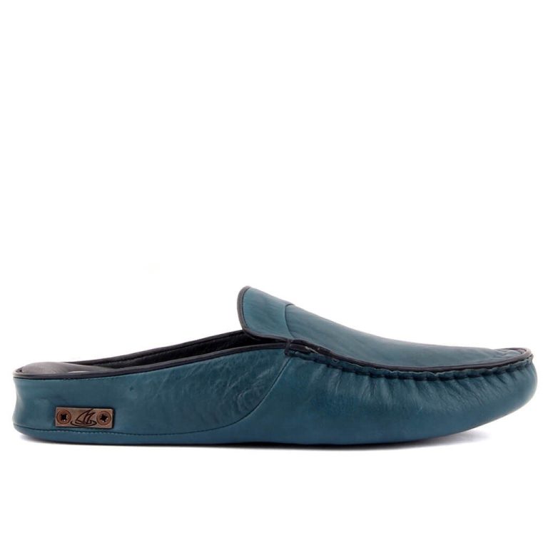 Sail Lakers - Petrol Mavisi Deri Erkek Ev Terliği