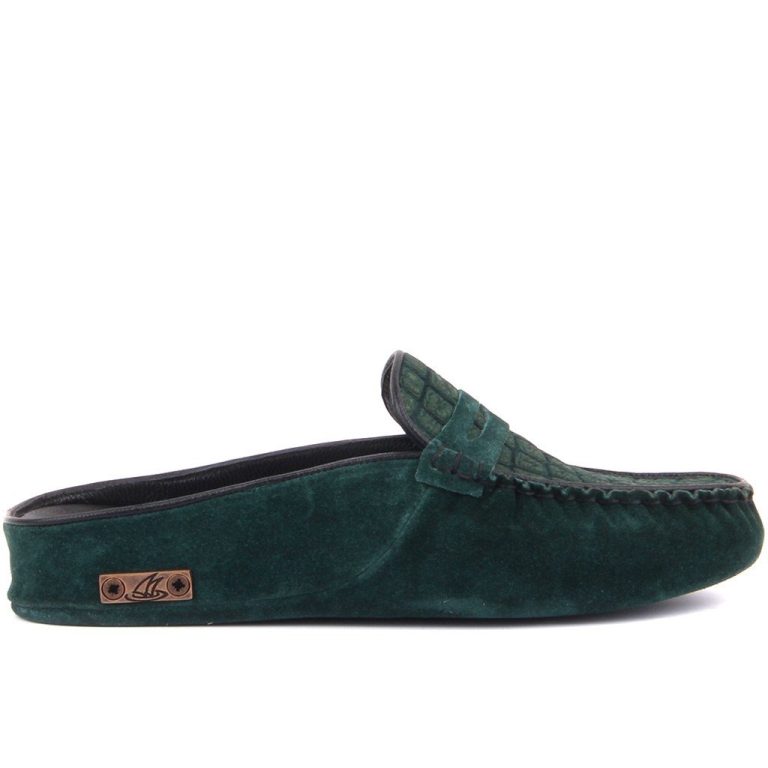 Sail Lakers - Petrol Yeşili Süet Deri Kadın Ev Terliği