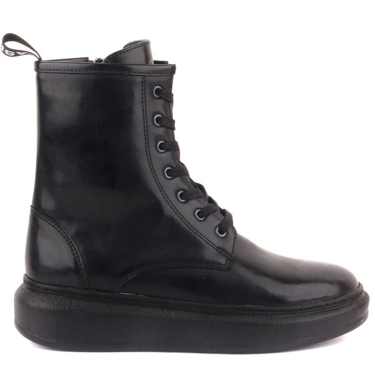 Sail Lakers - Siyah Açma Deri, Fermuarlı Kadın Postal Bot