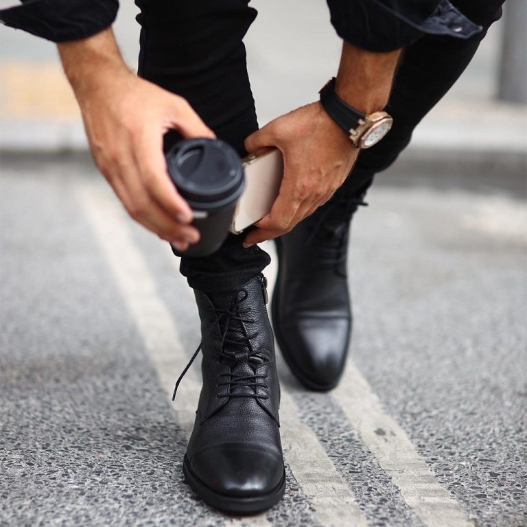 Sail Lakers - Siyah Deri Bağcıklı, Fermuarlı Erkek Bot