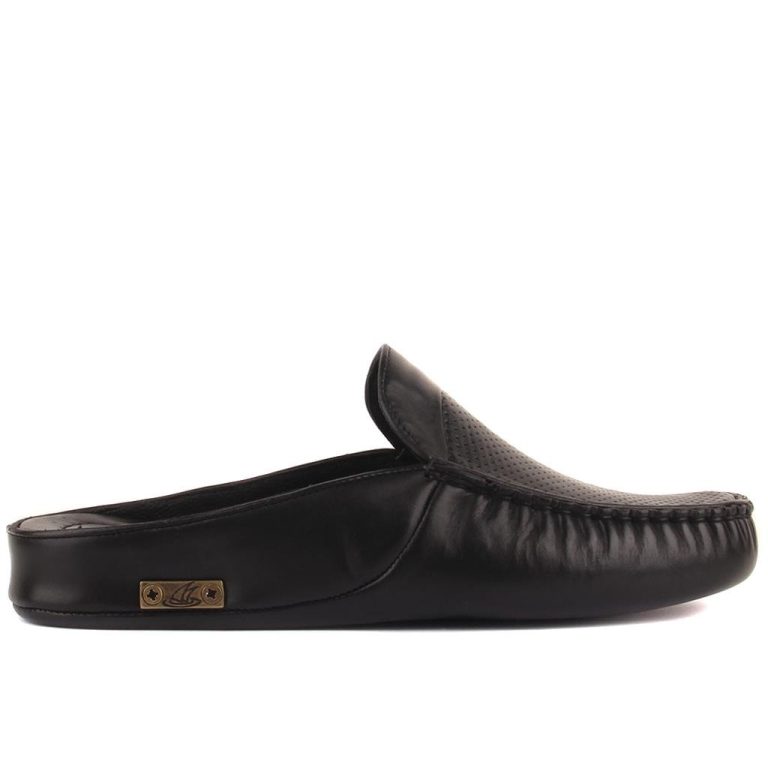 Sail Lakers - Siyah Deri Erkek Ev Terliği