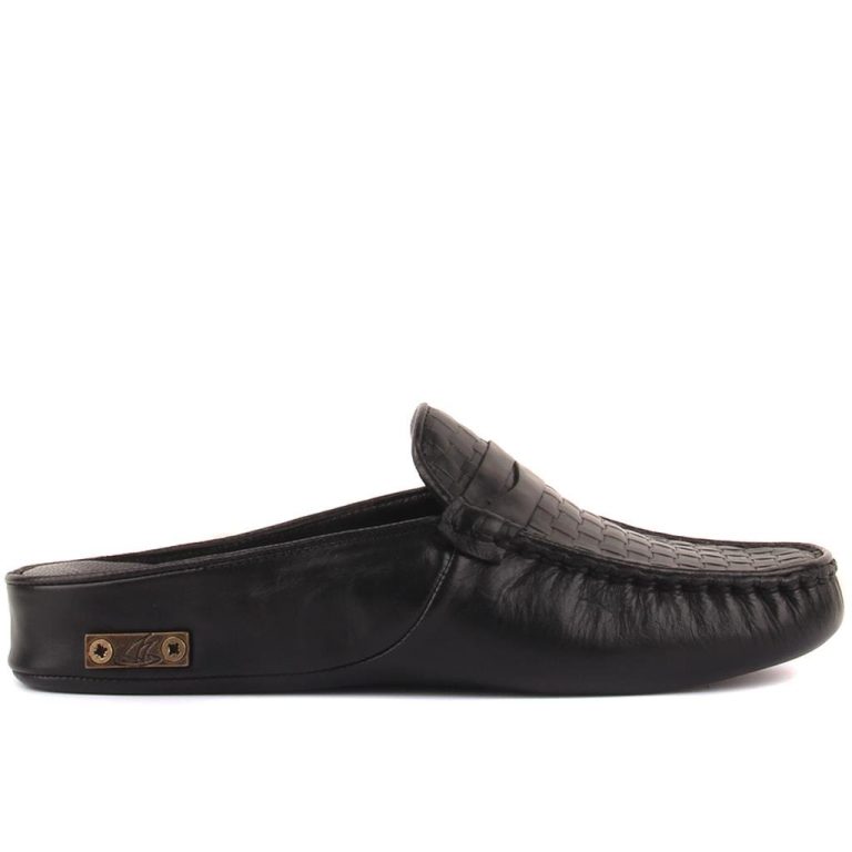 Sail Lakers - Siyah Renk Deri Kadın Ev Terliği