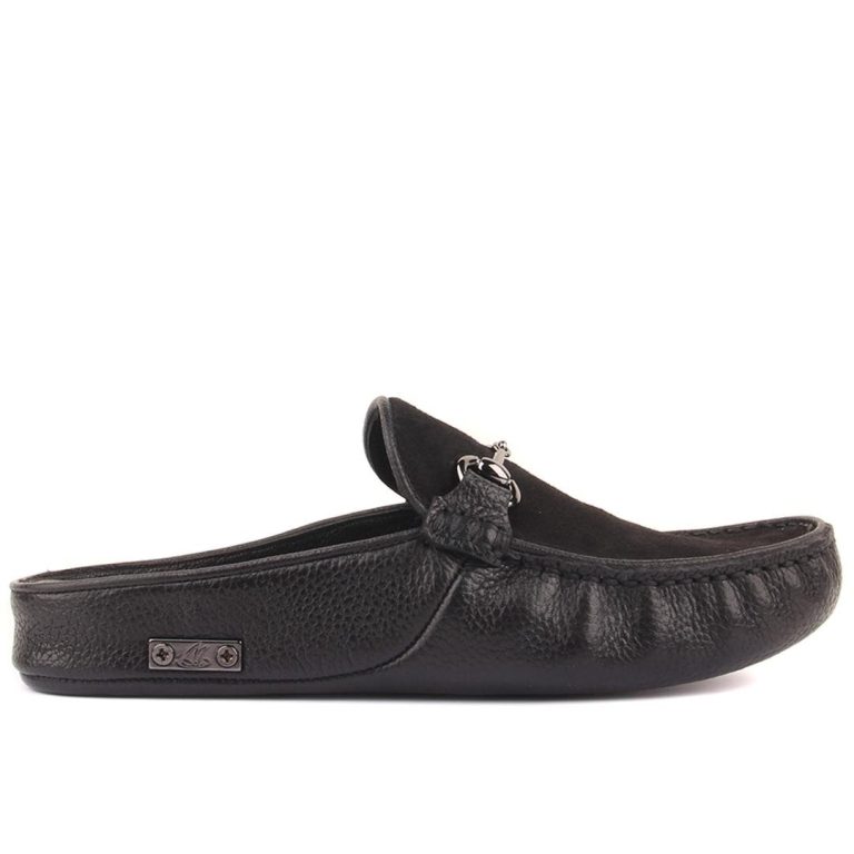 Sail Lakers - Siyah Süet, Deri Erkek Ev Terliği